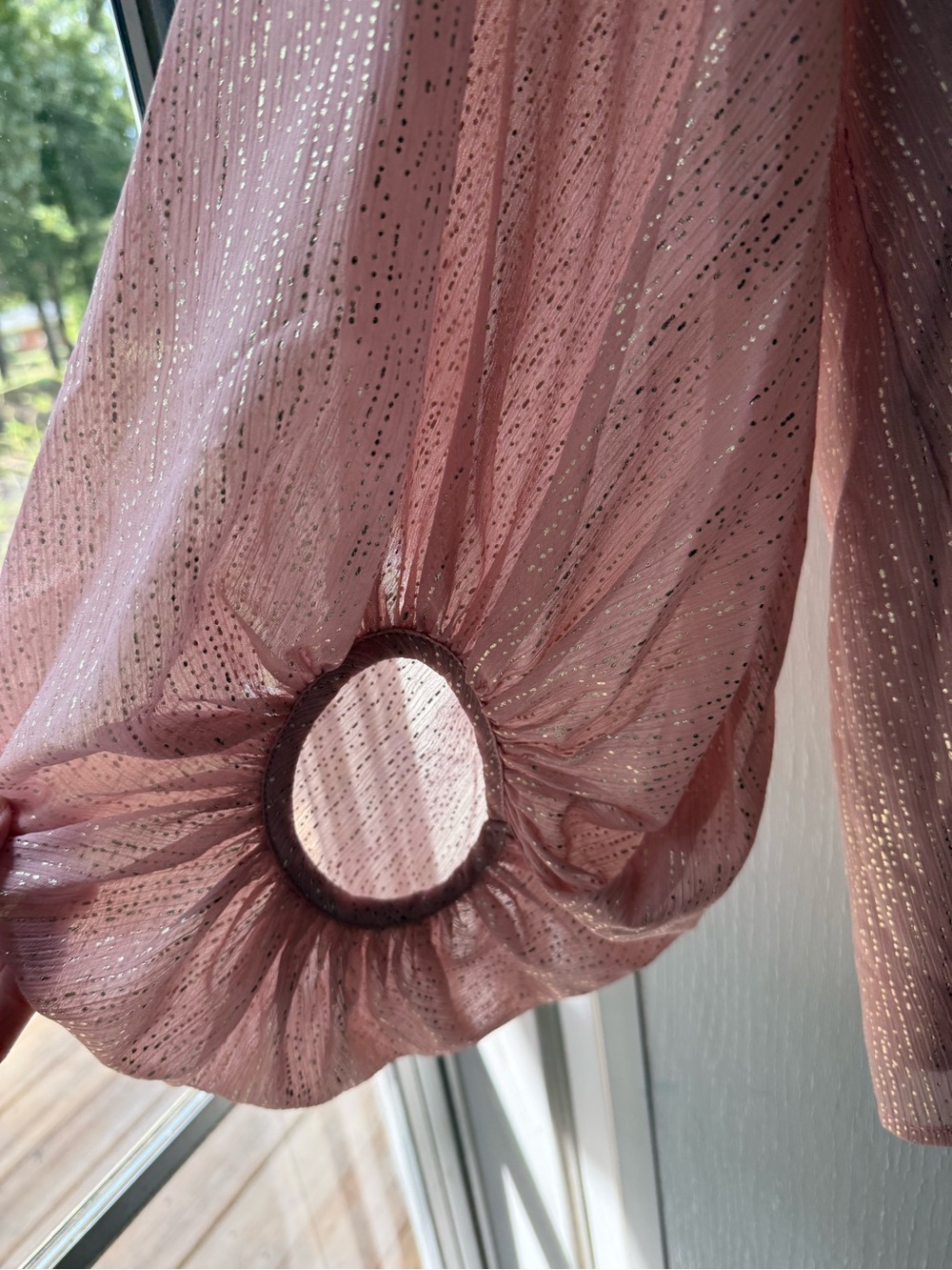 Entro Women’s Pink Shimmer V-Neck Blouse - Picture 5 of 5
